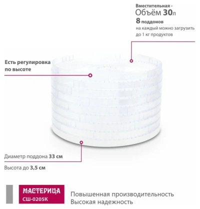 Сушилка для фруктов и овощей МАСТЕРИЦА СШ-0205К белый