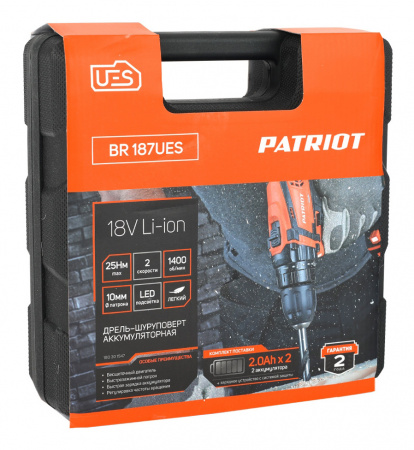 Дрель-шуруповерт PATRIOT BR 187UES аккум. патрон:быстрозажимной (кейс в комплекте)