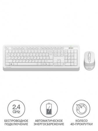 Клавиатура + мышь A4 Fstyler FG1010 клав:белый/серый мышь:белый/серый USB беспроводная Multimedia