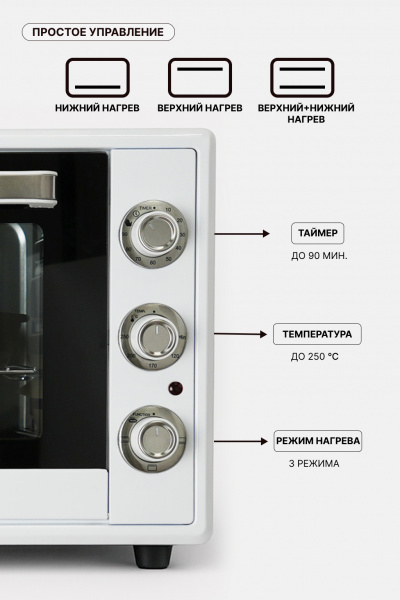 Мини-печь LUMUS LU-O06500W  (2200w /65л /двойное стекло)  белый