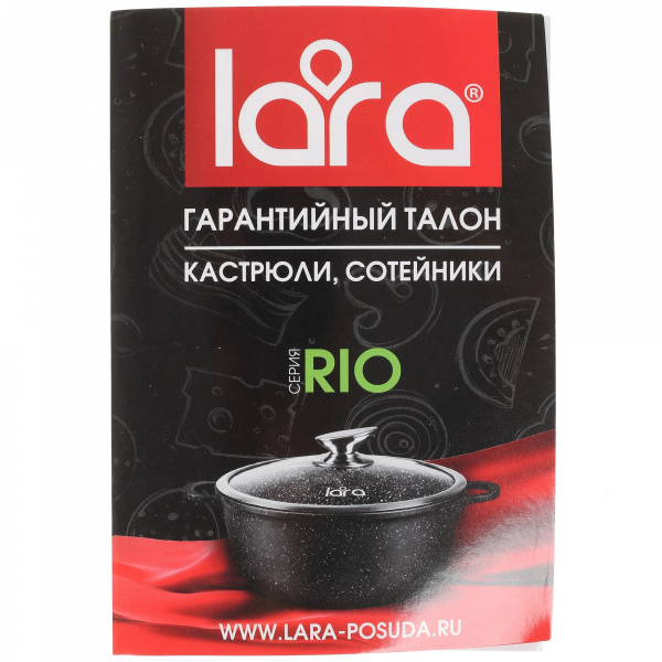 Сотейник LARA LR02-213 CHOCO 32х7.5см, 4.8л, мрамор, капсулированное индукц. дно, крышка